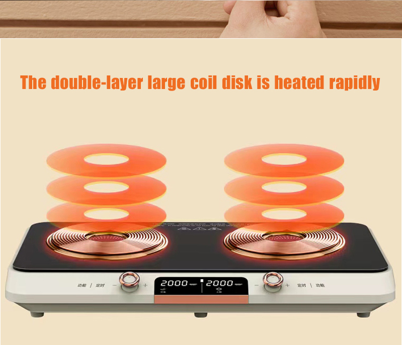 Household 2000W Electric Induction Cooker with Touch Buttons and Ceramic Glass Plate