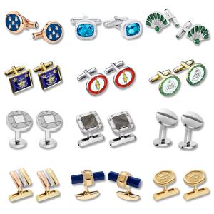Wholesale Mens Metal Custom Cufflinks Jewelry DIY Stainless Luxurious from china suppliers
