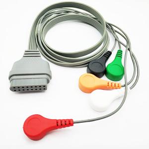 Wholesale 16 Pin 5 Leads Holter ECG Cable Snap Type Compatible EDAN SE-2003 SE-2012 China Medical from china suppliers