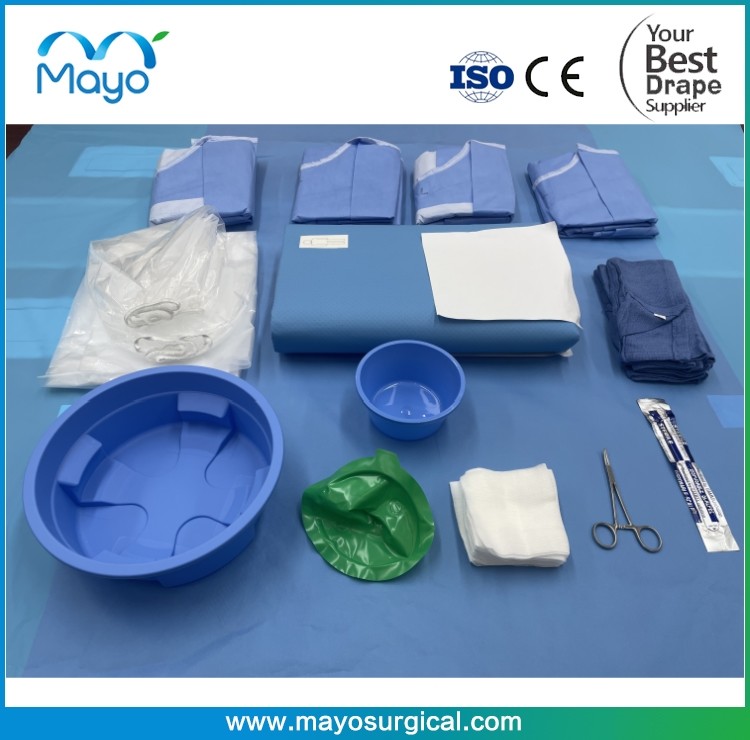 Cardiac Interventional Therapy Coronary Angiography Drape Pack With 4 Hole