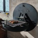Rustic 80cm Wood Burning Fire Pits Wall Mounted Barbecue Grill Corten Steel Wall