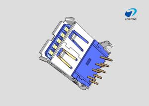 Wholesale 3.0MM USB A TYPE 9PIN FEMALE 90 ° Gold-Plated BLUE from china suppliers