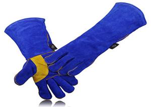 Wholesale Blue Welding Work Gloves Wrist Stitching Reinforce For Hand Protection from china suppliers