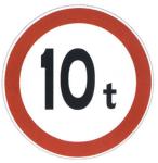 Limit height, width, mass, axle weight signs