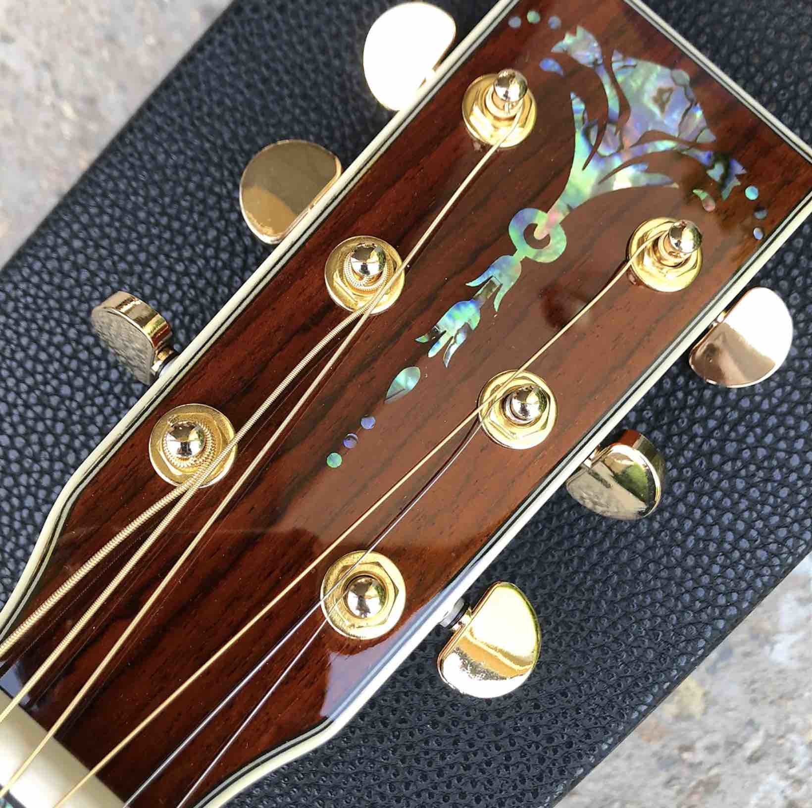 Factory KOA wood classic acoustic guitar,Life tree Ebony Fingerboard,Abalone inlays and binding,China 41 inchs acoustic