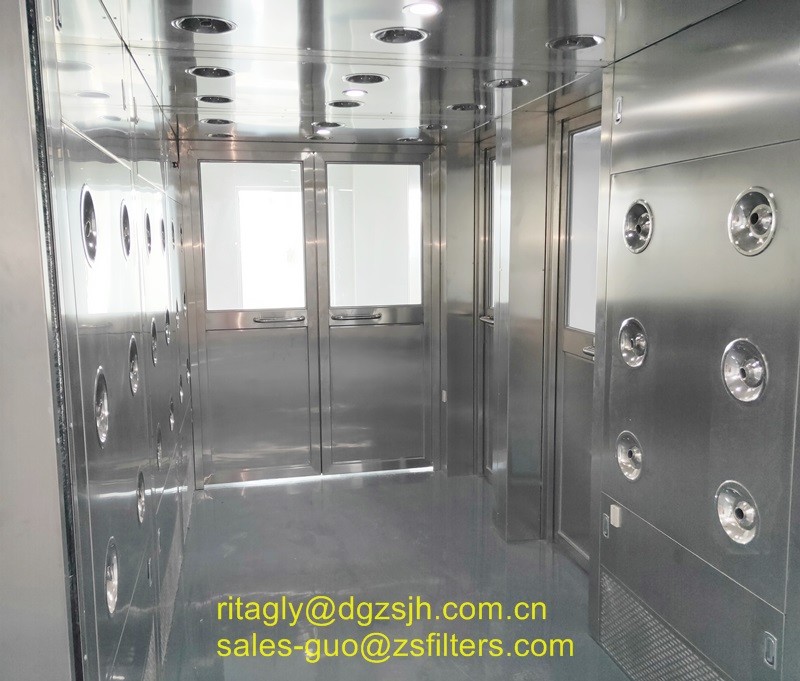 Fast Speed Scrolled Doors Air Shower Tunnel For Material , Air Blow Passage