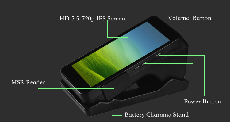 2.4G/5G WiFi Handheld Android POS Terminal with Dual SIM Cards and Free Software