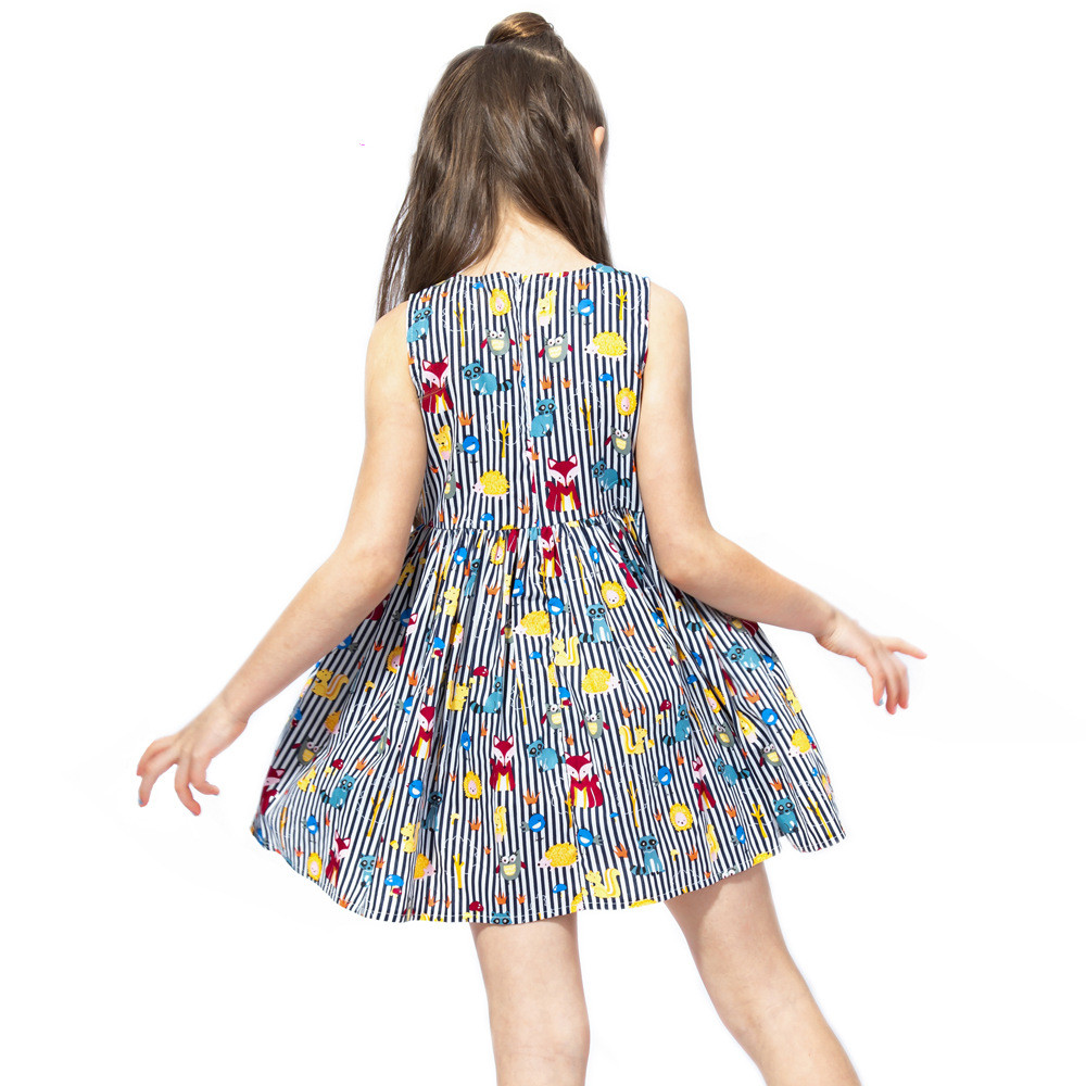 Summer Girls Children'S Casual Dress Sleeveless Flamingo Printed