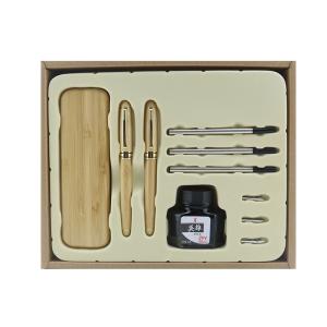 Wholesale Bamboo Wood Business Stationery Set Natural Color Roller Ball Pen Fountain Pen Set from china suppliers