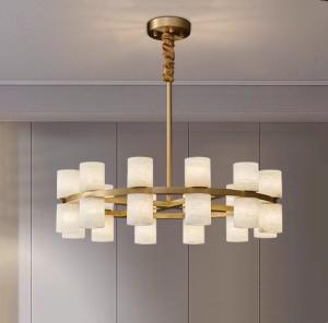 Wholesale High Quality Spanish Fashion Decoration Marble Lamp European Living Room High Ceiling ClassicQuartz Stone round Chandeli from china suppliers