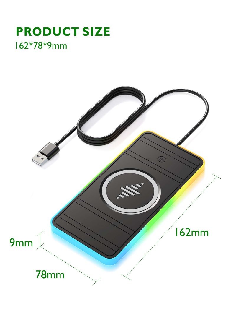 Apple and Samsung Compatible Car Wireless Charging Pad 2 in 1 USB Wireless Car Charger 15W Fast Charging