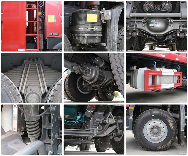 Red 12.00R20 Used Dump Trucks 375Hp Second Hand 12 Wheeler