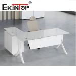 Ekintop L Shaped Office Computer Desk Modern Executive Glass Desk
