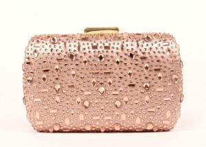 Wholesale Bling Champagne Rhinestone Clutch Evening Bag , Hot Fixed Box Clutch Evening Bags from china suppliers