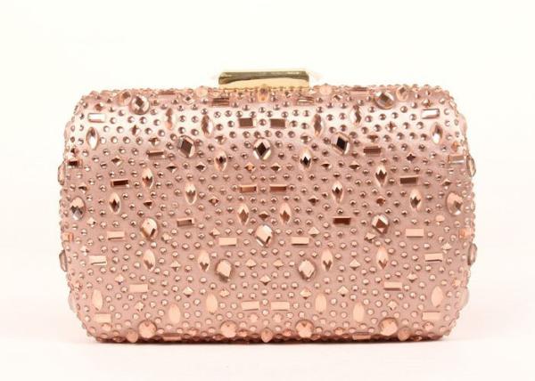 Bling Champagne Rhinestone Clutch Evening Bag , Hot Fixed Box Clutch Evening