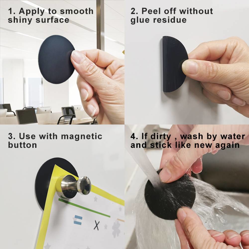 Magnet Removable Ferrous Nano Gel Pads Round Shape DIY Self Adhesive