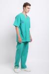 125 GSM Men Nurse V Neck Green Plain Woven Medical Uniform Suit