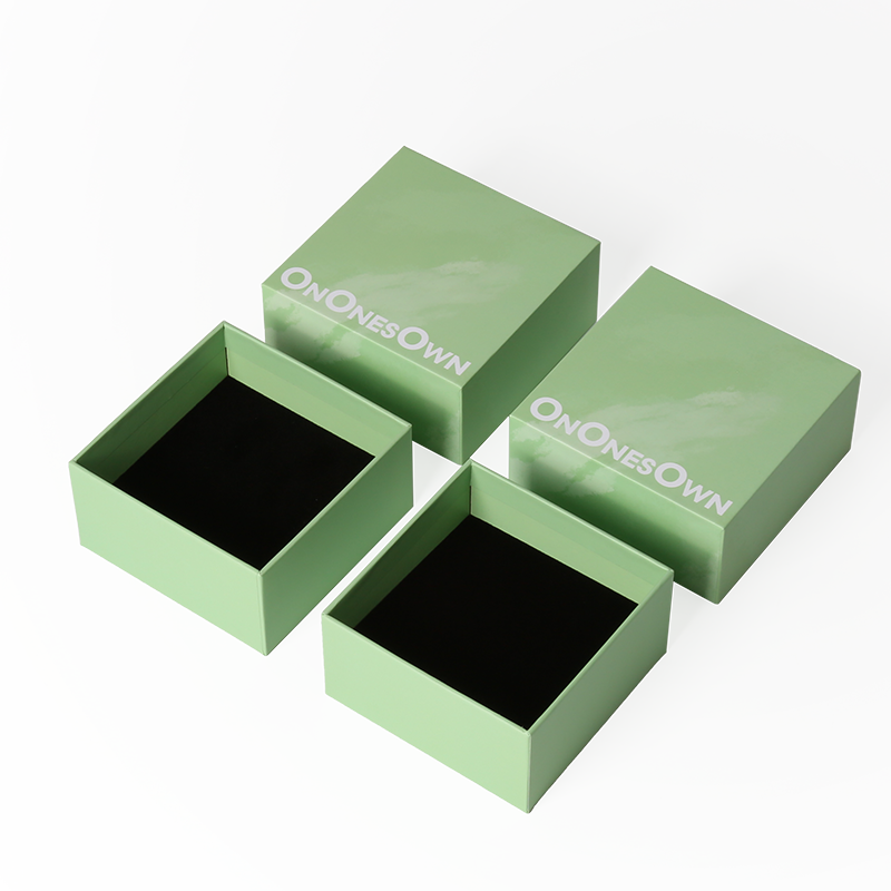 Custom Logo Rigid Paper Cardboard Jewelry Gift Box with Lid and Base Foam Insert