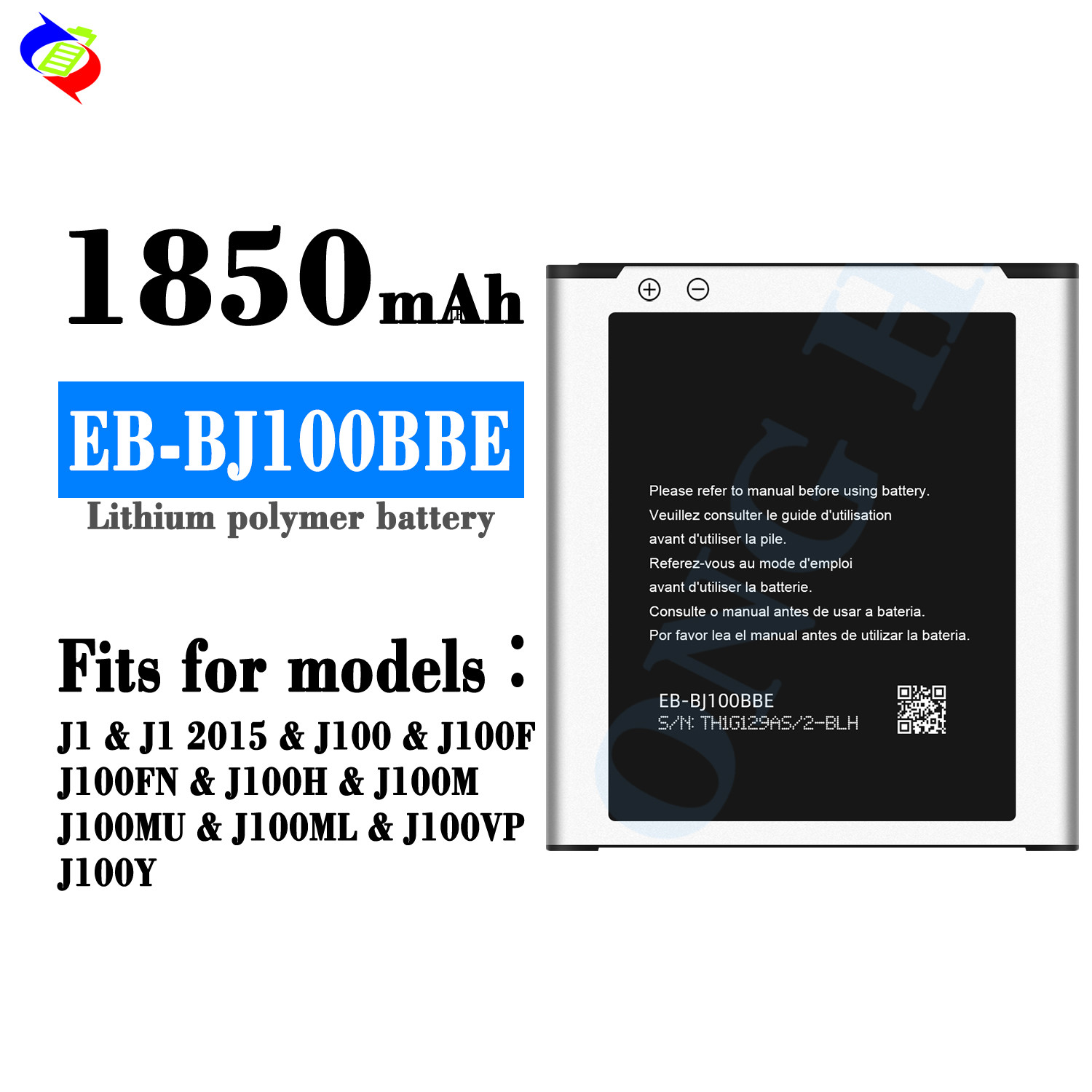 EB-BJ100BBE Mobile Phone Battery for Samsung Galaxy J1 1850mAh