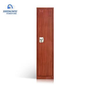 Wholesale Single Door Clothes Wardrobe Metal Bedroom Locker With Wooden Color from china suppliers