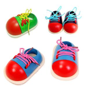 Wholesale Educational wooden lacing baby learn wear a shoelace preschool education practice and bow from china suppliers