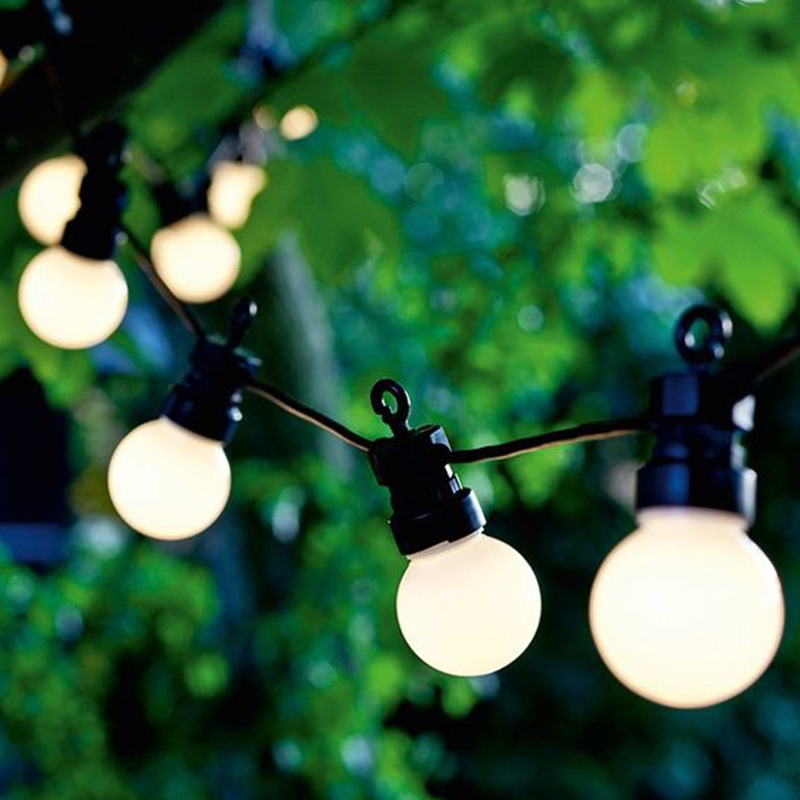 G50 LED String Lights Globe Hanging Loops Suspension Type Black Wire Connectable Indoor Outdoor Patio Lights Waterproof