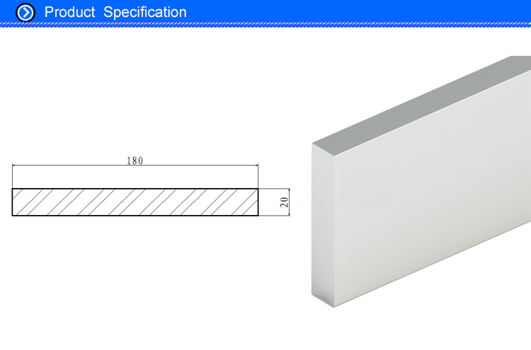 180 X 20 MM Aluminium Rectangular Bar Silver Anodizing Finish for Elevator Material