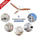 Indoor Solid Wood Blades Flush 52 Inch Ceiling Fan With Light And Remote
