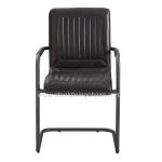 Brown Faux Leather 45CM 82CM Bronze Metal Upholstered Dining Chair