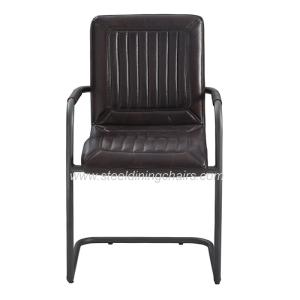 Wholesale Brown Faux Leather 45CM 82CM Bronze Metal Upholstered Dining Chair from china suppliers