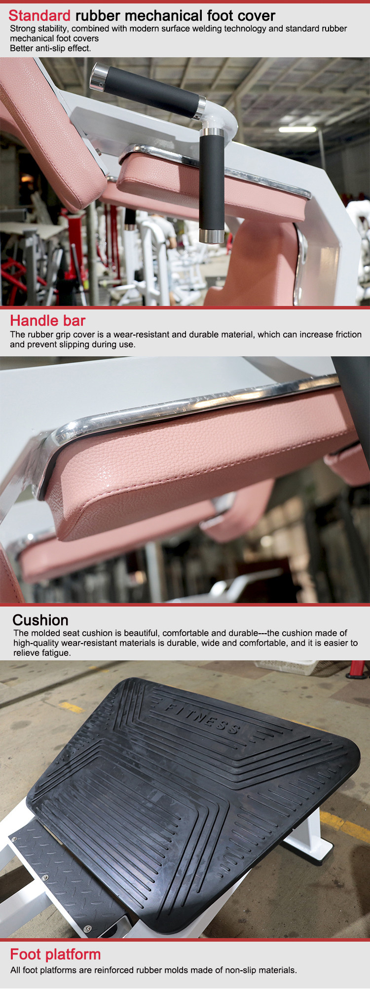 Pink Cushion Commercial Grade Gym Equipment Super Squat Hack Training Machine
