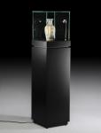 16" Jewelry Pedestal Display Case Pedestal Display Cabinet Locking Drawer LED