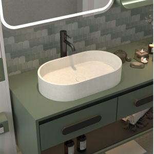 Wholesale Pop Up Drain Concrete Wash Basin Oval Shape Bathroom Sink from china suppliers