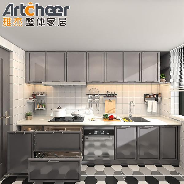Modern Stylish Solid Wood Kitchen Cabinet with Laminated Bullnose Countertop