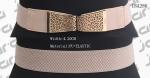 Hollowed Gold Buckle Ladies Elastic Stretch Belts , Beige Elastic Womens Dressy