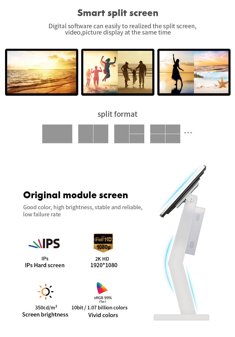 21.5'' Android Touch Screen Kiosk - Interactive Digital Signage Display with Built-in Printer, Floor Standing Commercial Player