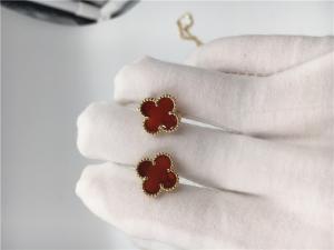 Wholesale Van Cleef Arpels Sweet Alhambra earstuds 18k yellow gold with carnelian from china suppliers