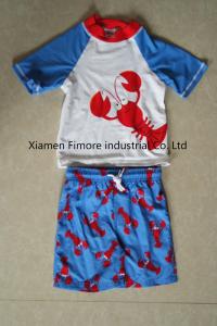 Wholesale 80%polyamide;20%elasthane boy's swim set for printed surfing wear T-Shirt two piece from china suppliers