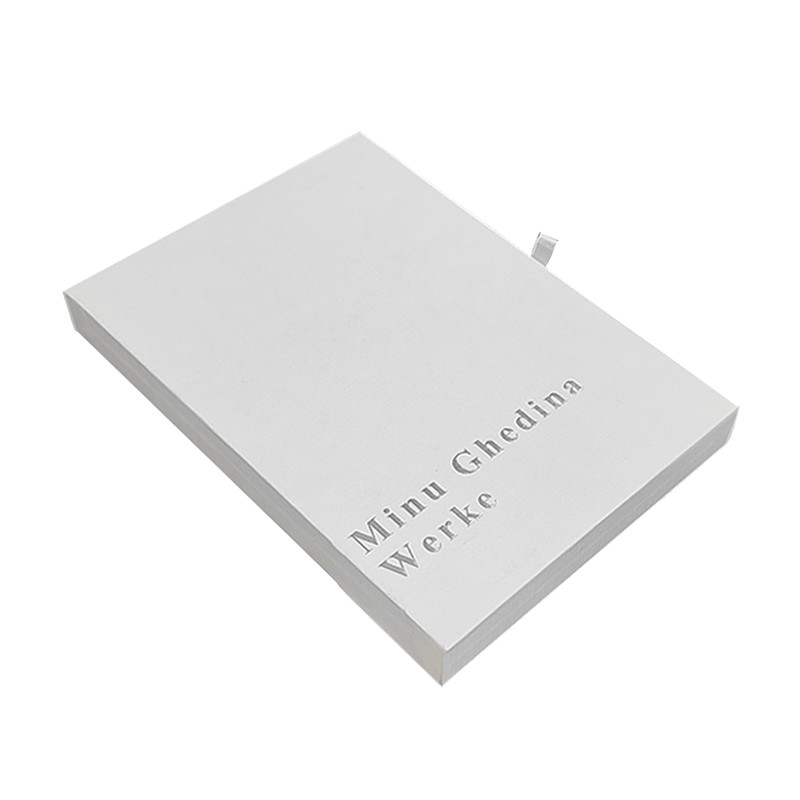 White Box With Texture Pattern Simple Elegant With Logo Silver Shiny Cardboard Drawer Jewellery Small Gift Packaging