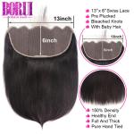 Pre Plucked 13x6 Virgin Human Hair , Transparent Lace Frontal With Baby Hair