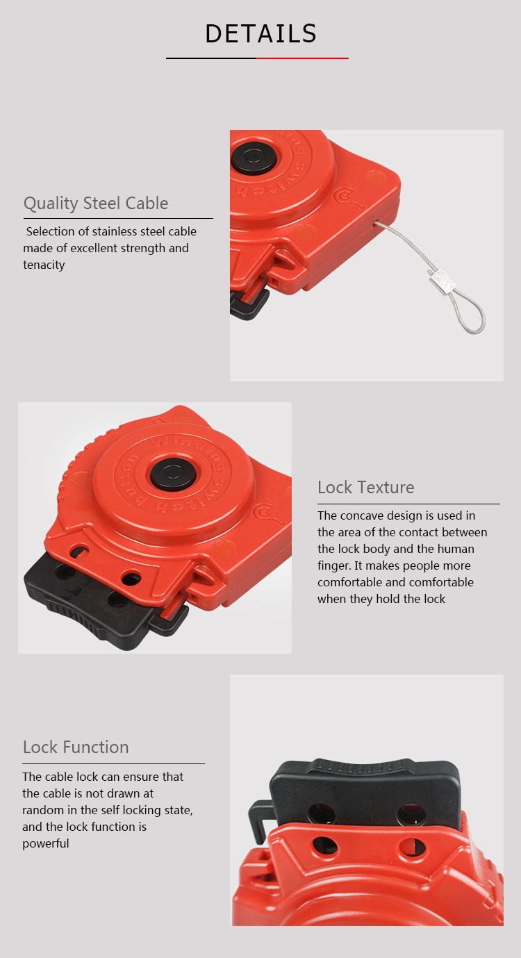 Nylon PA Material Adjustable Cable Lockout Customized Color For Industrial Safety