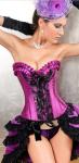 Sexy Black Lace Purple Corset with Skirt tail