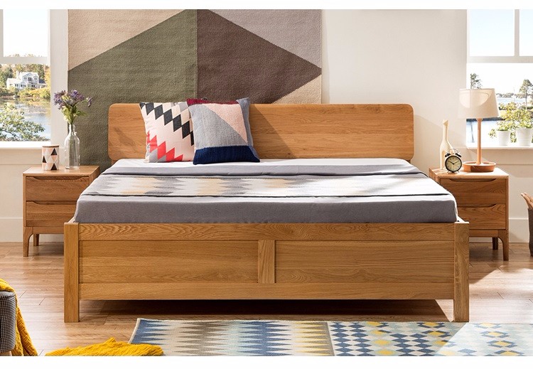 Oak Drawer Wooden Box Bed