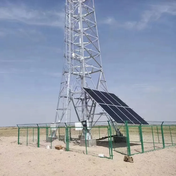 Off Grid Solar Panel Antenna Tower Galvanized Steel 15 25 35M 5G 4G Wifi Remote Area Telecom Tower