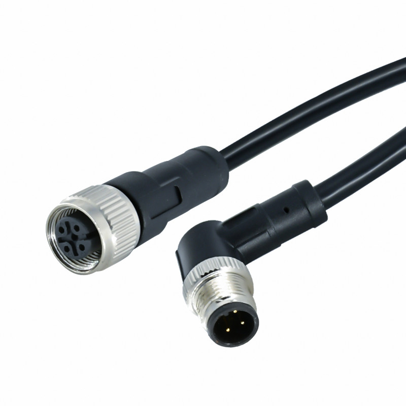 Straight 90 Degree Waterproof Circular Connector A Code Male Female M12 3 Pin Connector