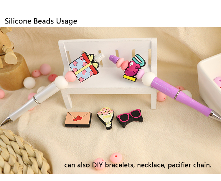 Pink Jewelry Silicone Teething Bead Non Toxic For Baby DIY Gift