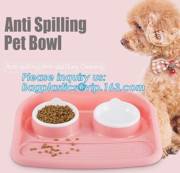 Pet Dog Bowls 2 Stainless Steel Dog Bowl No Spill Non-Skid Silicone Mat Pet Food