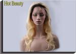 Hand - Tied Full Lace Blonde Human Hair Wigs / Brazilian Virgin Remy Hair