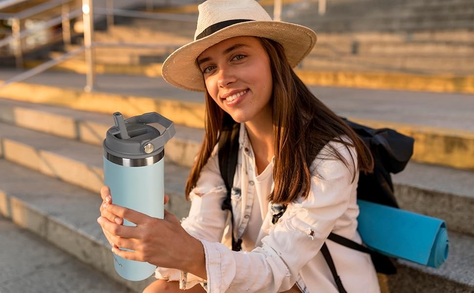 30oz Tumbler With Straw Lid Vacuum Sealed Insulated Cup Reusable Stainless Steel Water Bottle Trave For Water, Iced Tea Or Coffee