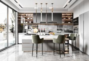 Wholesale Modern Kitchen Cabinet With Acrylic Lacquer / PVC Membrane Plywood Door Panel from china suppliers